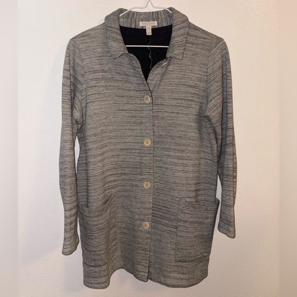 Eileen Fisher Gray Button-Up Lightweight Jacket Petite Small